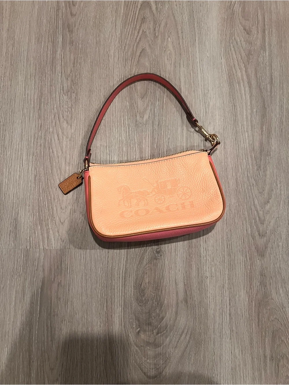 Coach Pink Pebbled Leather Mini Shoulder Bag with Embossed Logo